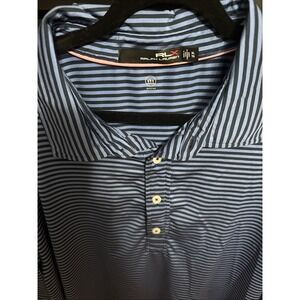 RLX Ralph Lauren Polo Shirt Men XL Blue Striped Performance Wicking Golf